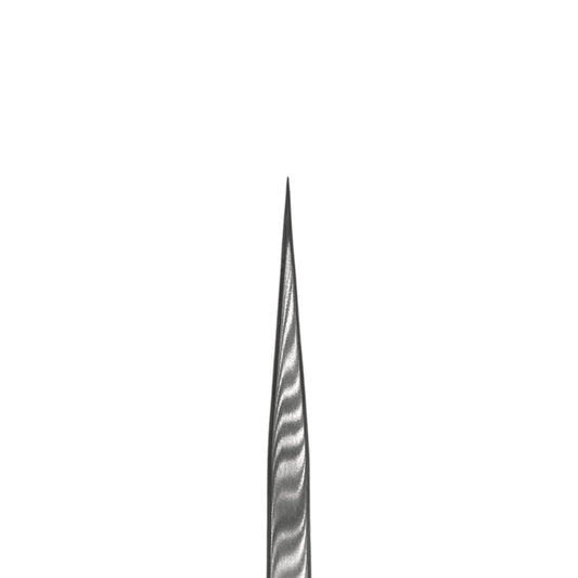 Closeup of tip of Lash Better Stainless Steel Lash Tweezers ST-03 on a white background