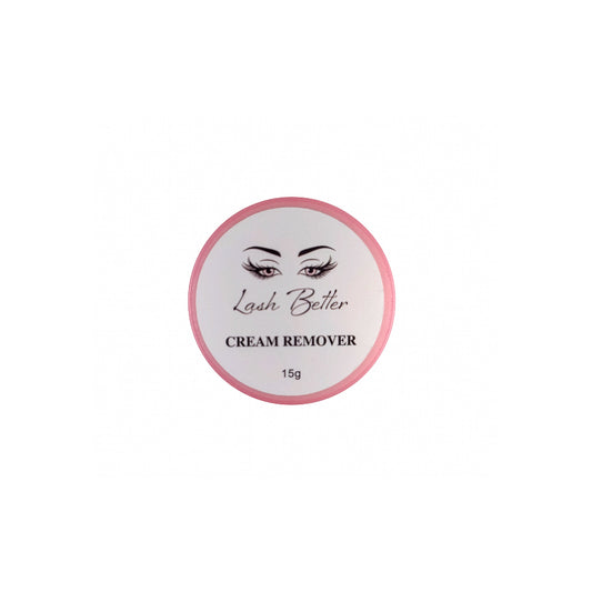 Lash Better Glue Remover Cream in container with 'Lash Better' branding on a white background