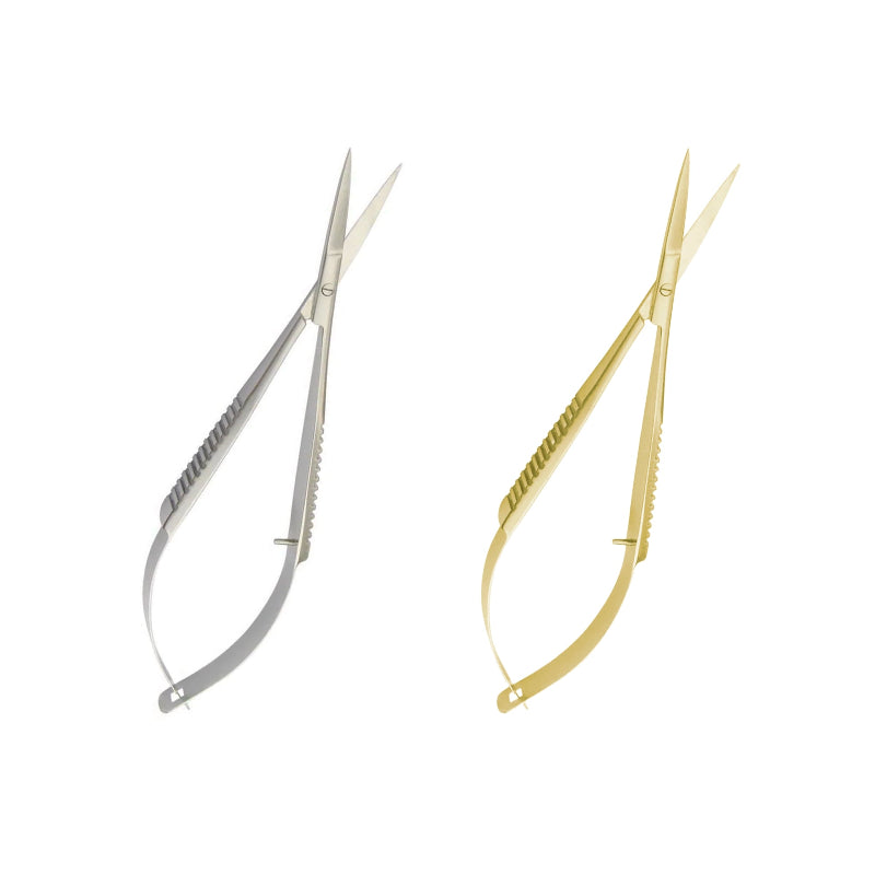 Micro-spring lash scissors for professional eyelash extension application and lash prep