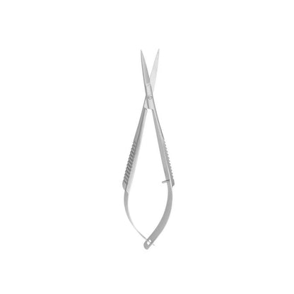 Stainless steel silver micro-spring lash scissors with precision trimming blades