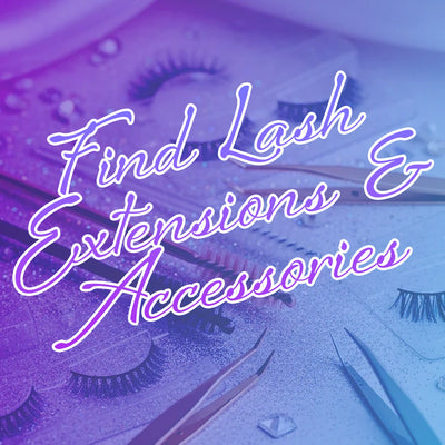 Lash Better Eyelash extensions and accessories with text overlay on a purple and blue gradient background