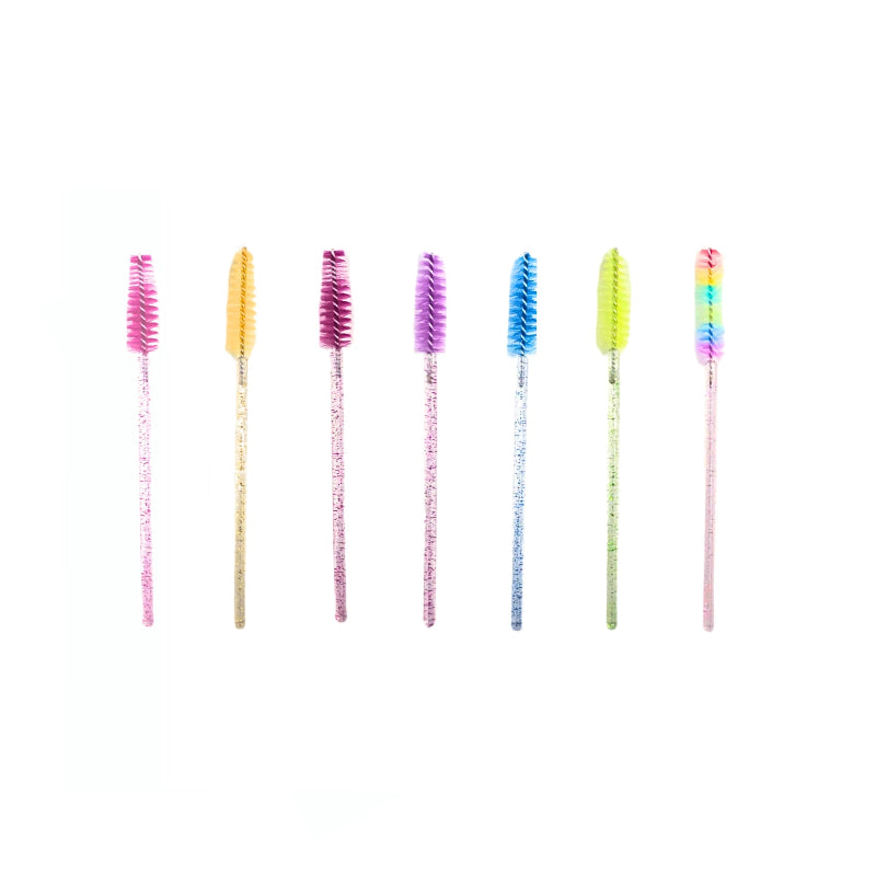 Colored disposable lash wands in pink, blue, yellow, green, purple, and rainbow by Lash Better