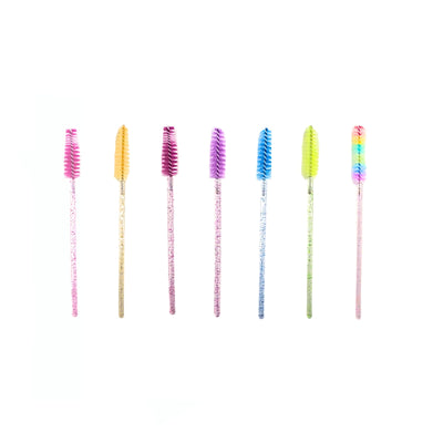 Colored disposable lash wands in pink, blue, yellow, green, purple, and rainbow by Lash Better