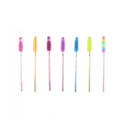 Colored disposable lash wands in pink, blue, yellow, green, purple, and rainbow by Lash Better