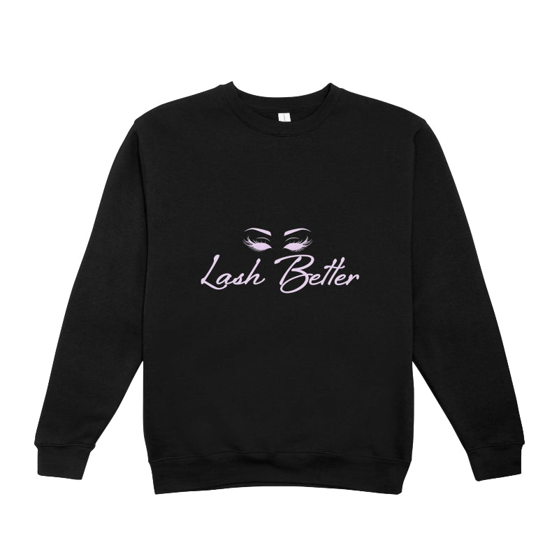 Black Lash Better branded crop-top sweater for lash artists and beauty professionals