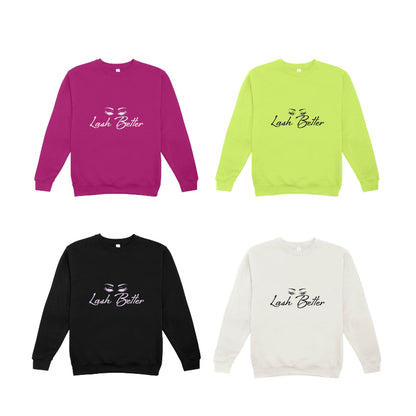 Lash Better branded crop-top sweaters for lash artists and beauty professionals