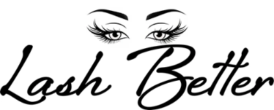 Logo of 'Lash Better' with stylized eye and eyelash design on a white background