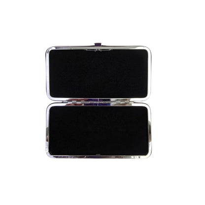 Inside view of Lash Better brand magnetic protective tweezer case on a white background