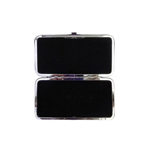 Inside view of Lash Better brand magnetic protective tweezer case on a white background