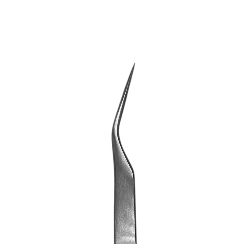 Closeup of Lash Better Stainless Steel Lash Tweezers ST-04 on a white background